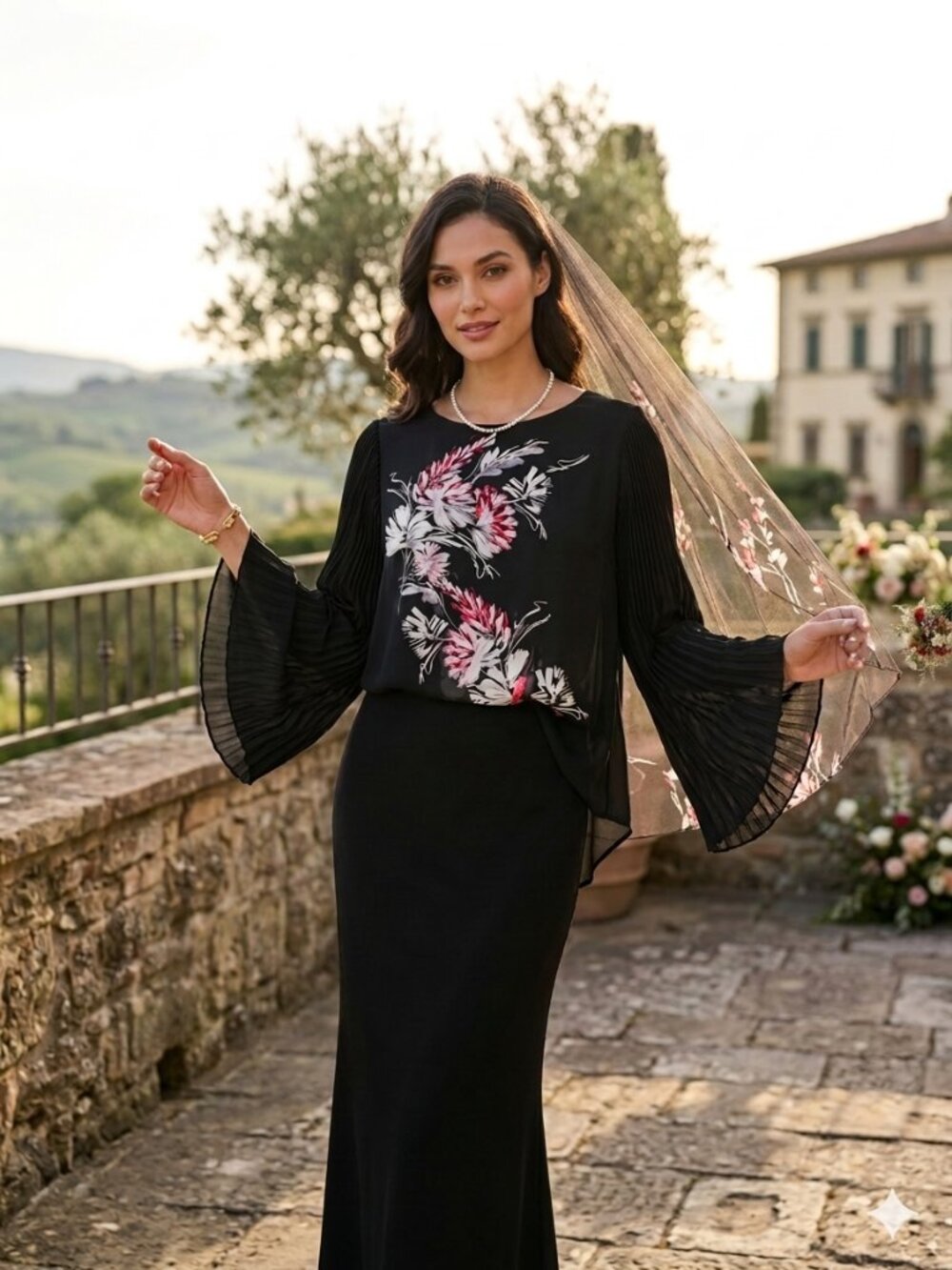 NWOT Vince Camuto Pleated Sleeve Floral Blouse Rich Black Pink White Small S